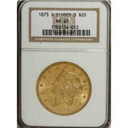 1873-S $20 Closed 3 MS60 NGC