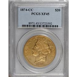 1874-CC $20 XF45 PCGS