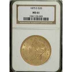 1875-S $20 MS61 NGC