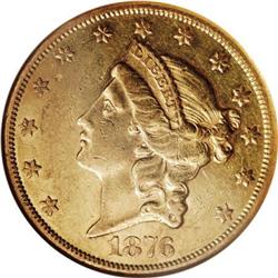 1876-CC $20 AU55 NGC