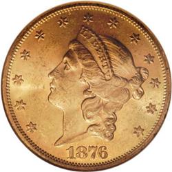 1876-S $20 MS62 NGC