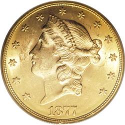 1877 $20 MS62 PCGS