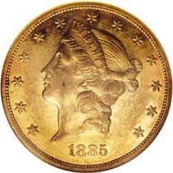 1885 $20 AU55 Prooflike NGC