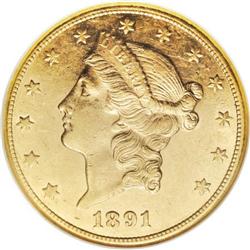 1891-CC $20 AU58 NGC