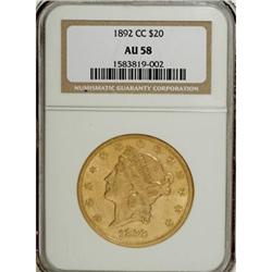 1892-CC $20 AU58 NGC