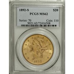 1892-S $20 MS62 PCGS