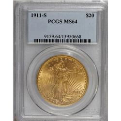 1911-S $20 MS64 PCGS