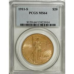 1911-S $20 MS64 PCGS
