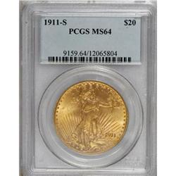 1911-S $20 MS64 PCGS