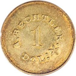 (1842-52) G$1 A. Bechtler Dollar, 27G. 21C. MS62