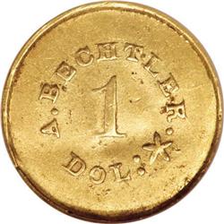 Reeded Edge A. Bechtler Dollar AU58 NGC