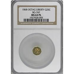 1868 25C BG-747 MS62 Prooflike NGC