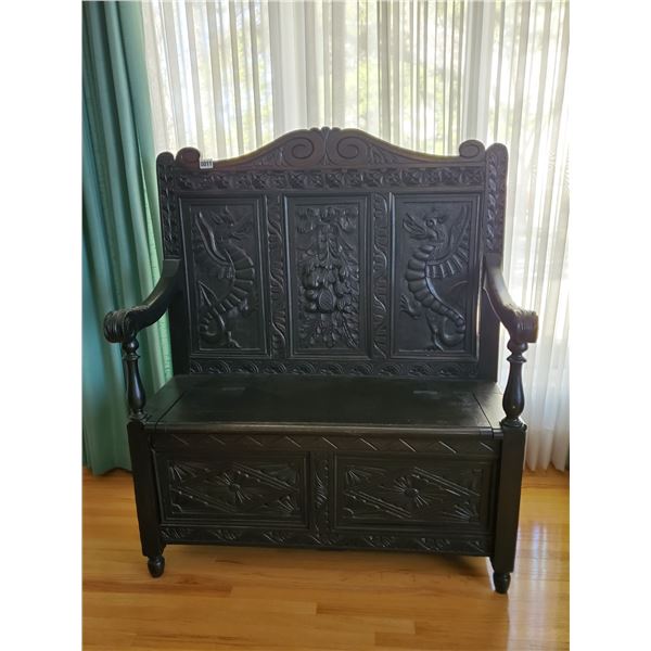 Antique Hall Bench with Storage