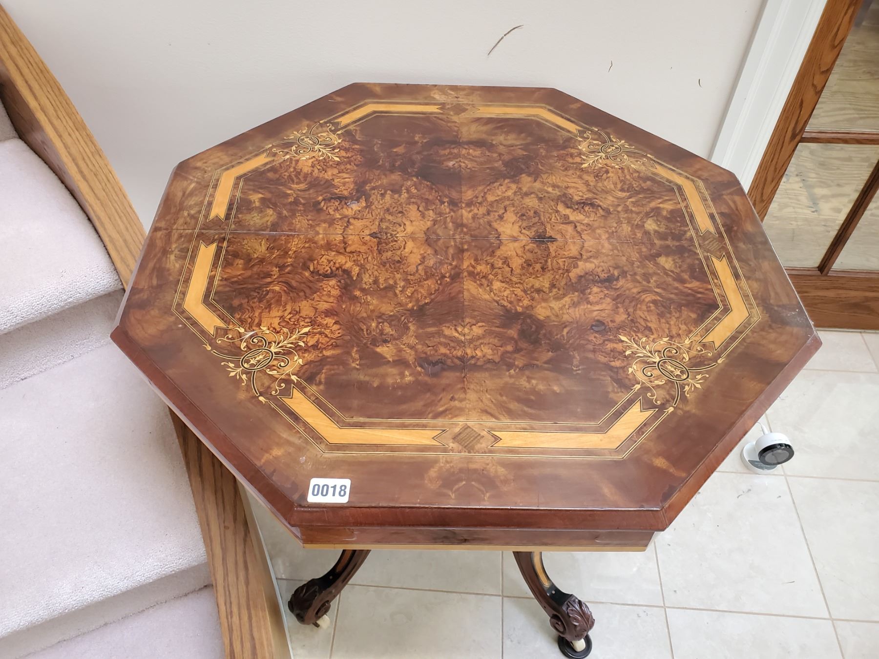 Antique Victorian Library Octagon Table