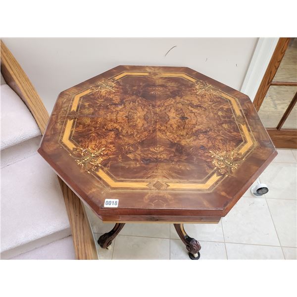 Antique Victorian Library Octagon Table