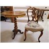 Image 2 : Antique Wooden Side Table & Needlepoint Parlor Chair