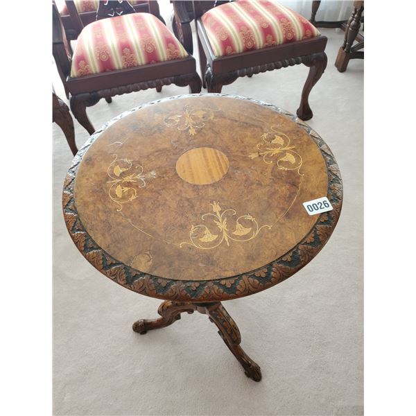 Antique Victorian Round Wood Side Table