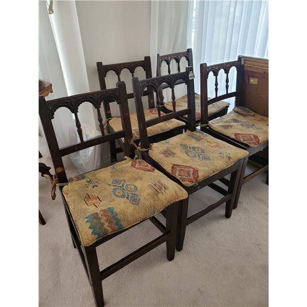 6 Antique Wood Chairs