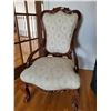 Image 1 : Victorian Walnut Parlour Chair with Floral Decor Print