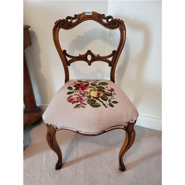 Victorian Needpoint Seat Balloon Back Chair