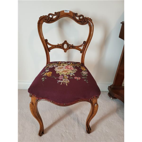 Victorian Needpoint Seat Balloon Back Chair