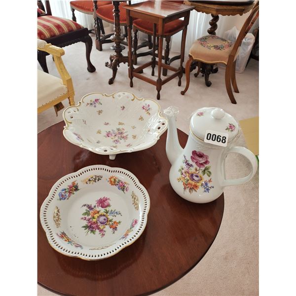 Porcelain Tea Kettle & Serving Plates