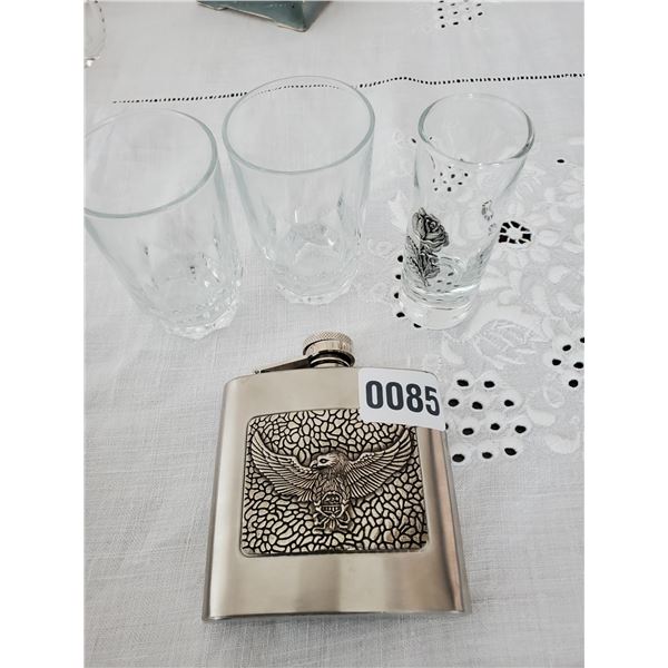 Flask & 3 Shot Glass Set