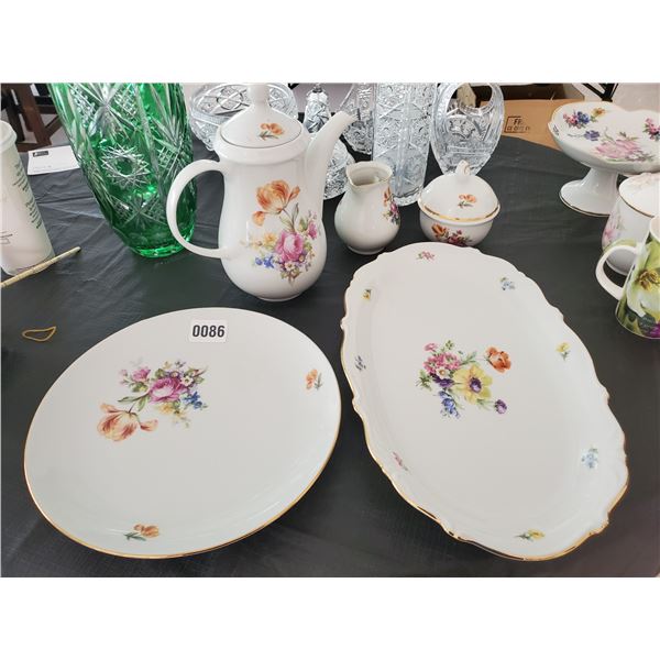 Porcelain Tea Set & Serving Plates