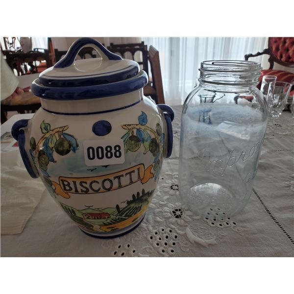 Biscotti Cookie Jar & Large Mason Jar