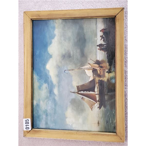 Framed Sailboat Painting
