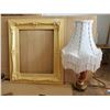 Image 2 : Gold Wood Frame & Vintage Lamp