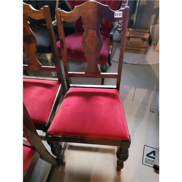 Antique Wood Velvet Cushioned Chairs