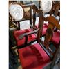 Image 4 : Antique Wood Velvet Cushioned Chairs