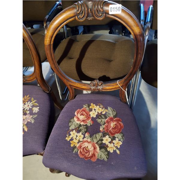 Antique Needpoint Balloon Back Chair Set