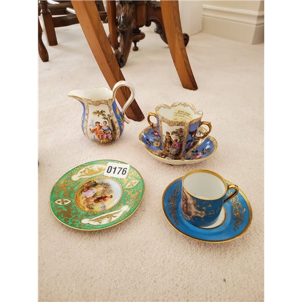 Decorative Demi Tasse tea cups and Creamer