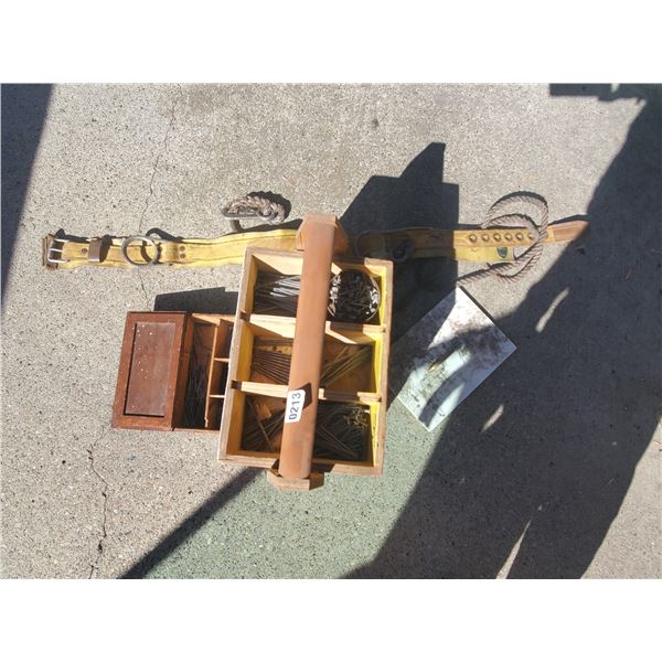 Tool Belt, Tool Box of Nails, Parging Tool