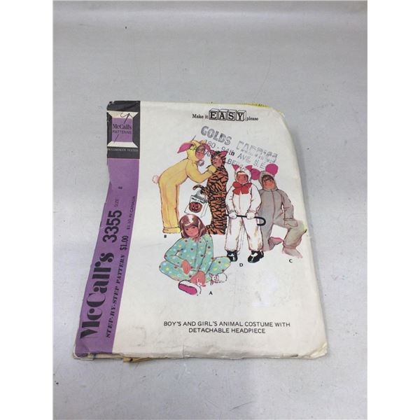 McCalls Vintage Step by Step Pattern- Animal costumes