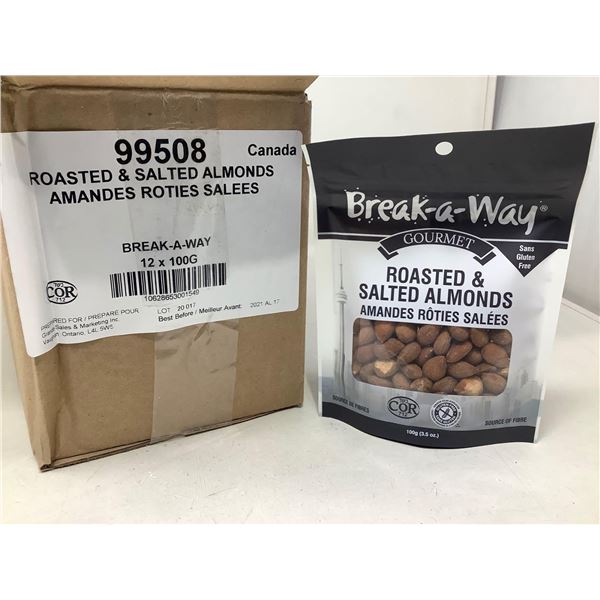 Break-a-Way Roasted & Salted Almonds (12 x 100g)