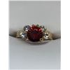 Image 1 : Ladies 14K GP Ruby Style Solitaire Gemstone ring with side stones - size 7.5
