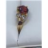 Image 2 : Ladies 14K GP Ruby Style Solitaire Gemstone ring with side stones - size 7.5