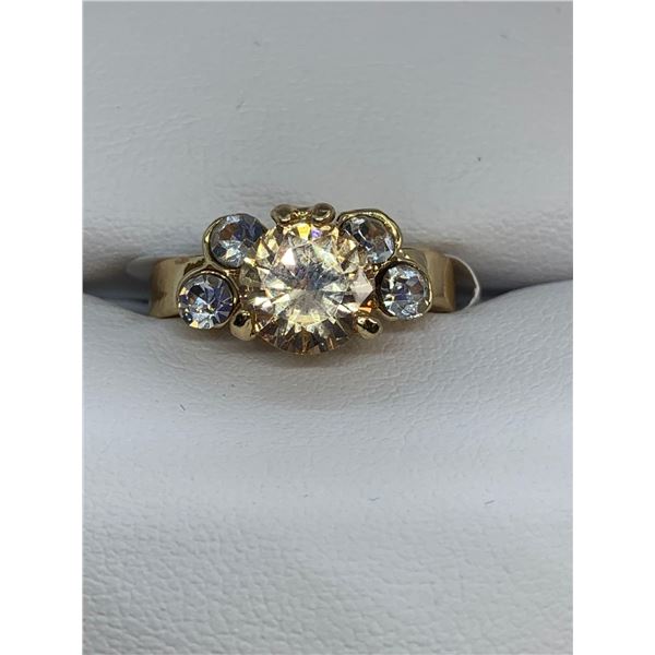 Ladies 14K GP Citrine Solitaire style gemstone ring - size 6.5