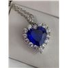 Image 3 : Titanic Blue Topaz Style heart shaped stone Pendant & necklace Set
