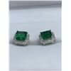 Image 2 : Emerald style square gemstone earrings with multi stone boarder