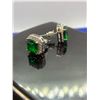 Image 3 : Emerald style square gemstone earrings with multi stone boarder
