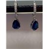 Image 1 : Blue Topaz Style Pear cut solitaire Earrings