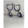 Image 3 : Blue Topaz Style Pear cut solitaire Earrings