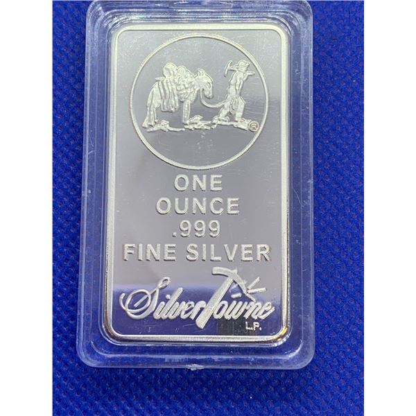 Silver Towne Cased replica .999 one ounce fine silver wafer bar