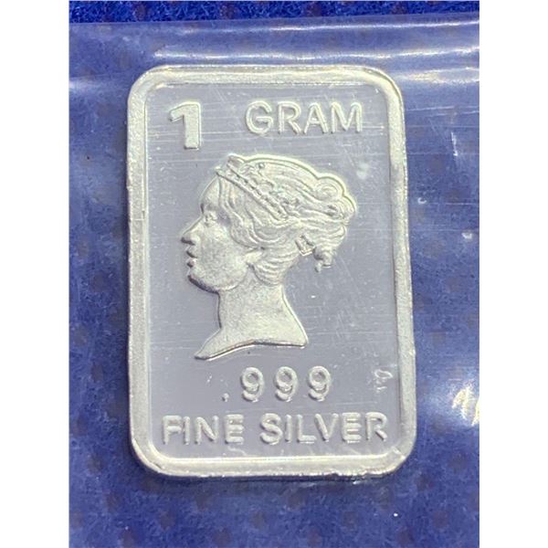 .999 Fine silver 1 gram wafer bar