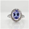 Image 2 : 10K White Gold Natural Tanzanite(2.6ct) Diamond(0.45ct) Ring (~Size 7) (~weight 3.67g), Made in Cana