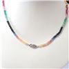 Image 3 : 10K White Gold Fancy Color Sapphire&Emerald,Ruby(6.35ct) Necklace (~length 17"cm) (~weight 6.77g), M